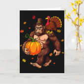 Bigfoot Lgrim Turkey Pumpkin Thanksgiving Day Boys Kaart (Gele Bloem)
