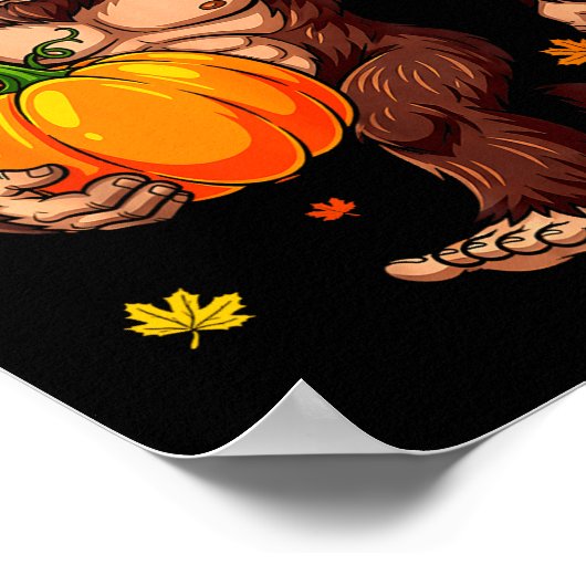 Bigfoot Lgrim Turkey Pumpkin Thanksgiving Day Boys Poster (Hoek)