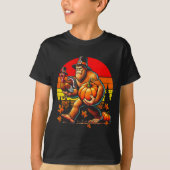 Bigfoot Lgrim Turkey Pumpkin Thanksgiving Day Boys T-shirt (Voorkant)