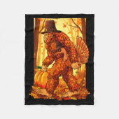 Bigfoot Lgrim Turkey Pumpkin Thanksgiving Day Funn Fleece Deken (Voorkant)