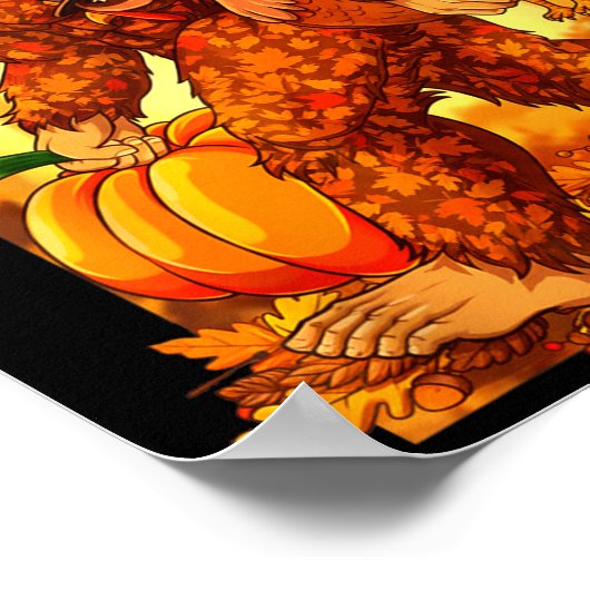 Bigfoot Lgrim Turkey Pumpkin Thanksgiving Day Funn Poster (Hoek)