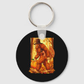 Bigfoot Lgrim Turkey Pumpkin Thanksgiving Day Funn Sleutelhanger (Voorkant)