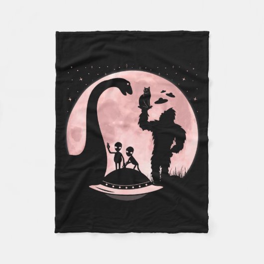 Bigfoot Loch Ness Monster Sasquatch Cat Ufo Funny  Fleece Deken (Voorkant)