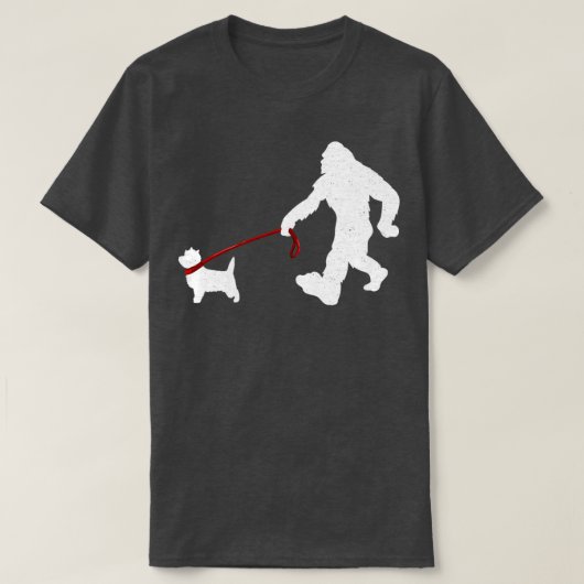 Bigfoot loopt met Caïro Terrier Dog Funny Bigfo T-shirt (Design voorkant)