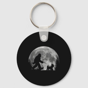 Bigfoot loopt met een hond, grappige Yorkie-liefhe Sleutelhanger