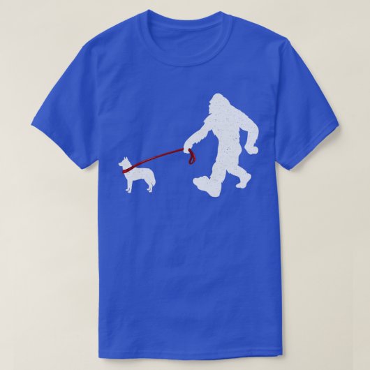 Bigfoot loopt met Siberian Husky Dog Funny Bigf T-shirt (Design voorkant)