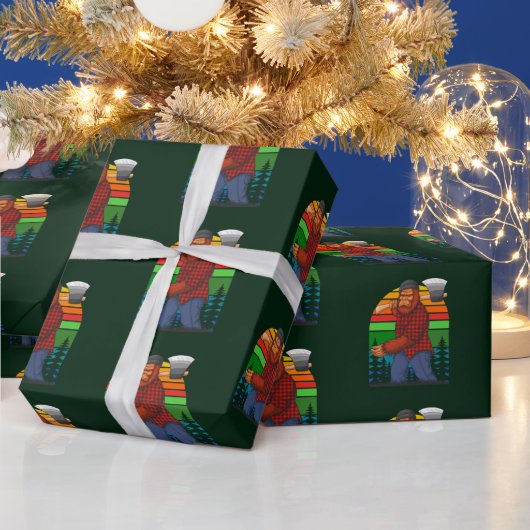 Bigfoot Lumberjack met AX Sasquatch Forester Fun Cadeaupapier (Feestdagen)
