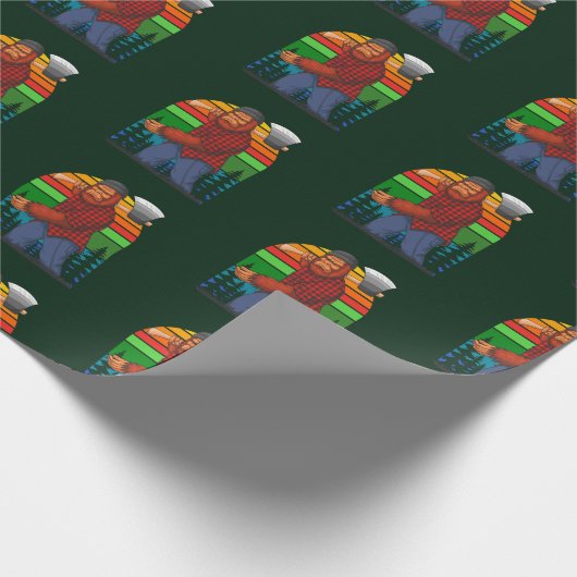 Bigfoot Lumberjack met AX Sasquatch Forester Fun Cadeaupapier (Hoek)