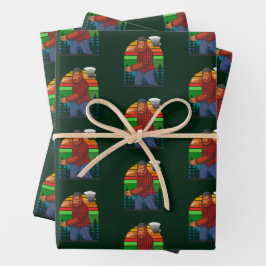 Bigfoot Lumberjack met AX Sasquatch Forester Fun Inpakpapier Vel