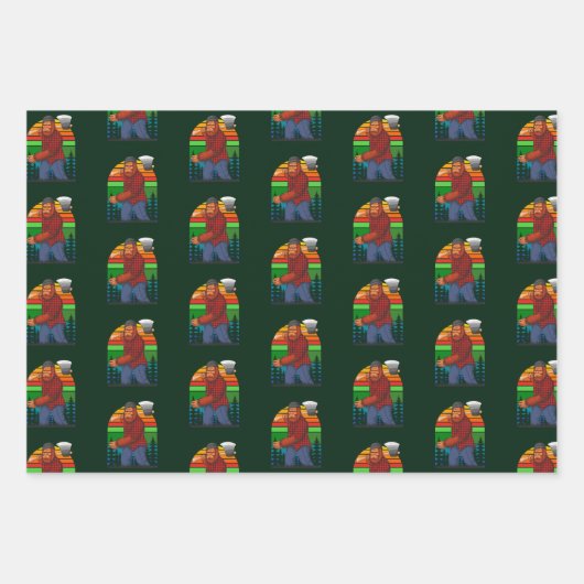 Bigfoot Lumberjack met AX Sasquatch Forester Fun Inpakpapier Vel (Voorkant)