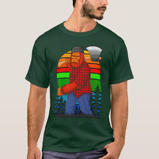 Bigfoot Lumberjack met AX Sasquatch Pset T-shirt (Voorkant)