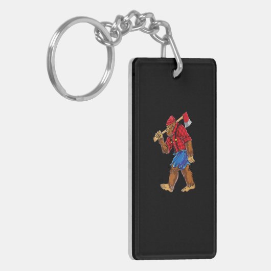 Bigfoot Lumberjack T shirt Sasquatch Carpenter Man Sleutelhanger (Voorkant Links)