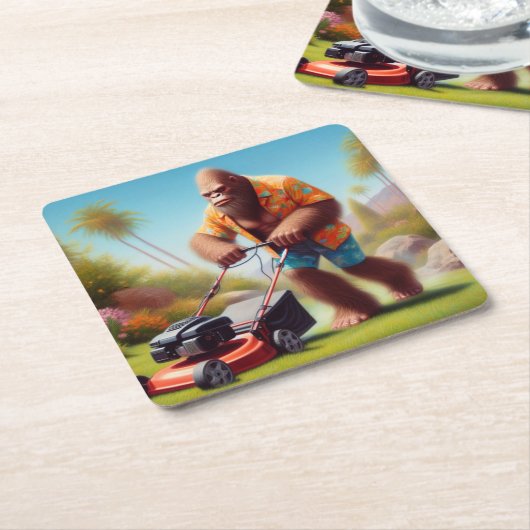 Bigfoot maaien kartonnen onderzetters (Schuin)