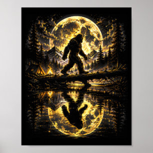 Bigfoot maanlicht bos reflectie avontuur poster