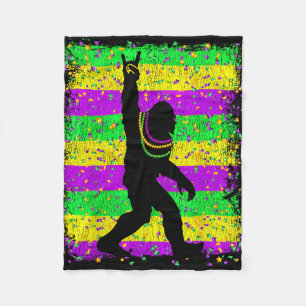 Bigfoot Mardi Gras Sasquatch Funny Mannen Kinder G Fleece Deken