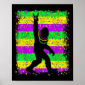 Bigfoot Mardi Gras Sasquatch Funny Mannen Kinder G Poster (Voorkant)