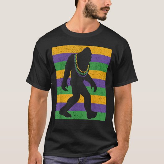 Bigfoot Mardi Gras Sasquatch Funny Mannen Kinder G T-shirt (Voorkant)