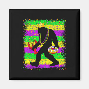 Bigfoot Mardi Gras Sasquatch Grappige Mannen Kinde Magneet