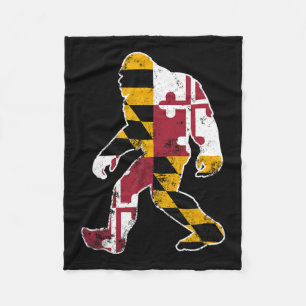 Bigfoot Maryland Flag State Sasquatch Mannen Vrouw Fleece Deken