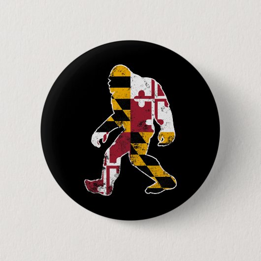 Bigfoot Maryland Flag State Sasquatch Mannen Vrouw Ronde Button 5,7 Cm (Voorkant)