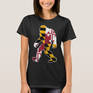 Bigfoot Maryland Flag State Sasquatch Mannen Vrouw T-shirt