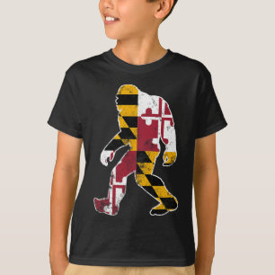Bigfoot Maryland Flag State Sasquatch Mannen Vrouw T-shirt