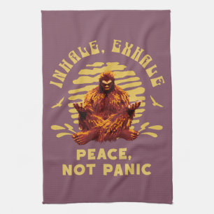 Bigfoot-meditatie Vrede Niet Panik Design Theedoek
