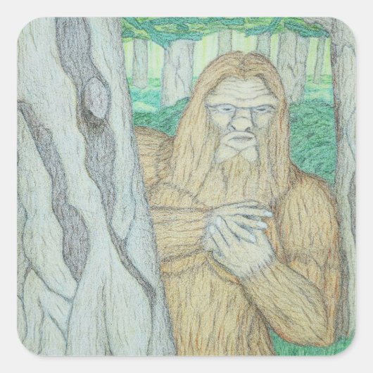 Bigfoot meme parodie vierkante sticker (Voorkant)