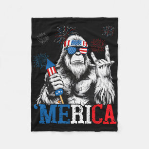 Bigfoot Merica 4 juli grappige jongens mannen Sasq Fleece Deken