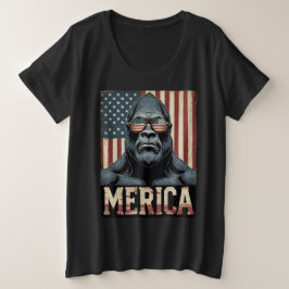 Bigfoot Merica 4 juli patriottisch Grote Maat T-shirt