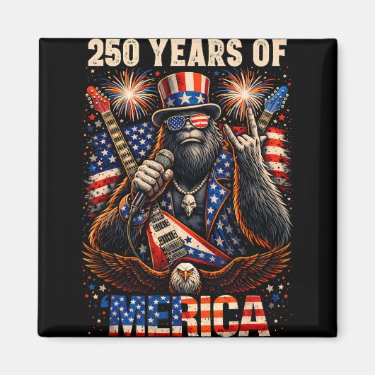 Bigfoot Merica Rock 4 juli Eagle 250 jaar Magneet (Voorkant)