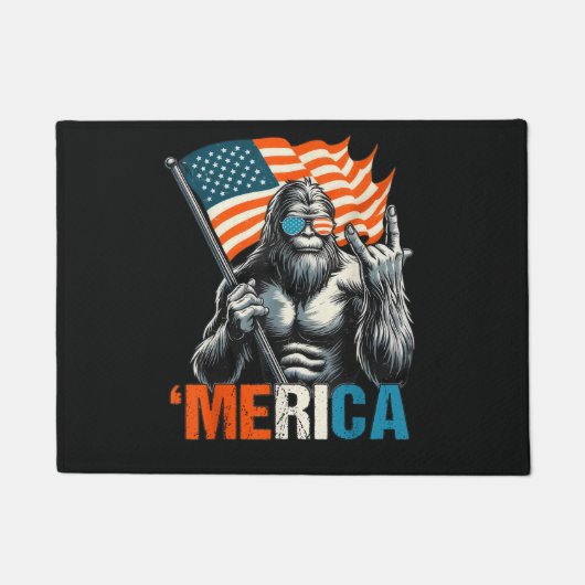 Bigfoot Merica Rock American Flag Deurmat (Voorkant)