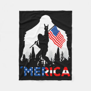 Bigfoot Merica Rock Amerikaanse Vlag Patriottisch Fleece Deken