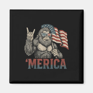 Bigfoot Merica Rock Amerikaanse Vlag Patriottisch  Magneet