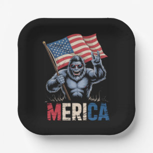 Bigfoot Merica Rock Amerikaanse Vlag Patriottisch  Papieren Bordje