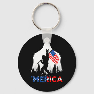 Bigfoot Merica Rock Amerikaanse Vlag Patriottisch  Sleutelhanger