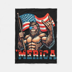 Bigfoot Merica Rock Amerikaanse vlag Patriottische Fleece Deken