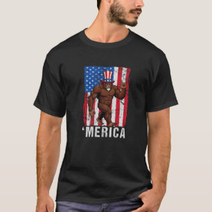 Bigfoot Merica Rock Amerikaanse vlag Patriottische T-shirt