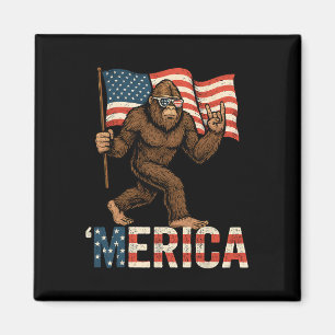 Bigfoot Merica Rock Patriottische Amerikaanse Vlag Magneet
