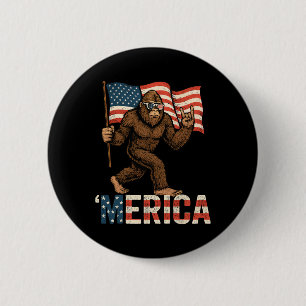 Bigfoot Merica Rock Patriottische Amerikaanse Vlag Ronde Button 5,7 Cm