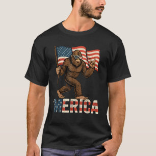 Bigfoot Merica Rock Patriottische Amerikaanse Vlag T-shirt