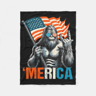 Bigfoot Merica Rock Usa Amerikaanse Vlag 4 juli Fleece Deken