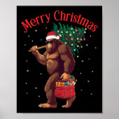 Bigfoot Merry Christmas Tree Lights Sasquatch Xmas Poster (Voorkant)