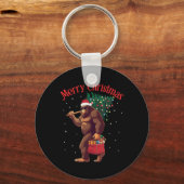 Bigfoot Merry Christmas Tree Lights Sasquatch Xmas Sleutelhanger (Voorkant)
