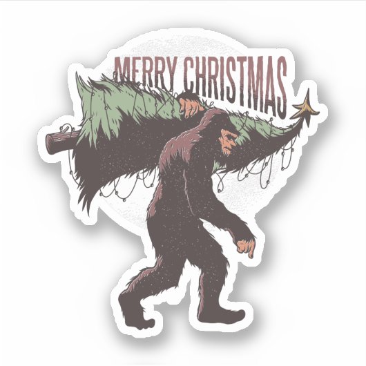 Bigfoot Merry Kerstmis Sticker (Voorkant)