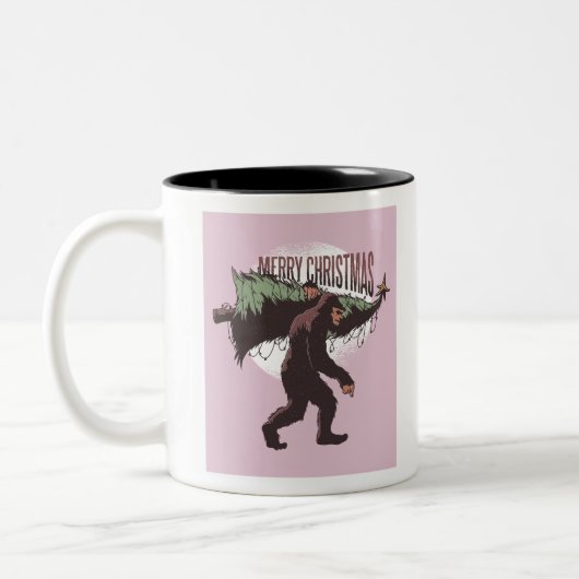 Bigfoot Merry Kerstmis Tweekleurige Koffiemok (Links)