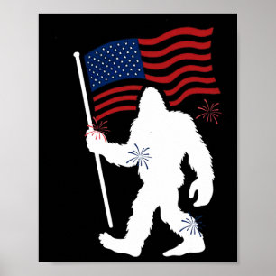 Bigfoot met Amerikaanse vlag Funny 4th of July voo Poster