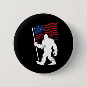 Bigfoot met Amerikaanse vlag Funny 4th of July voo Ronde Button 5,7 Cm
