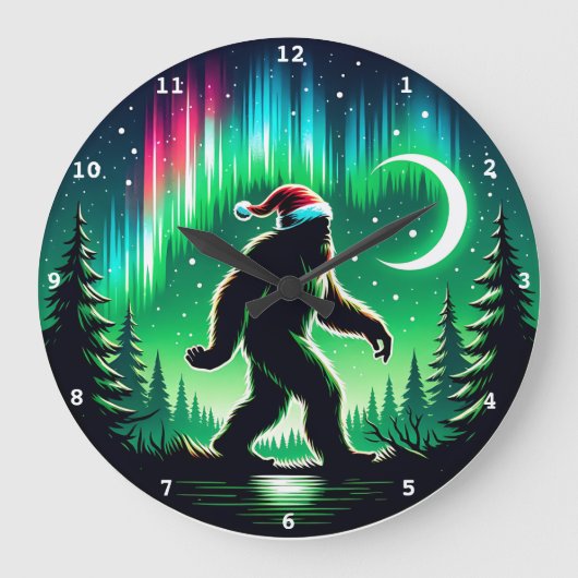 Bigfoot met Aurora Borealis en kerstsfeer Grote Klok (Voorkant)