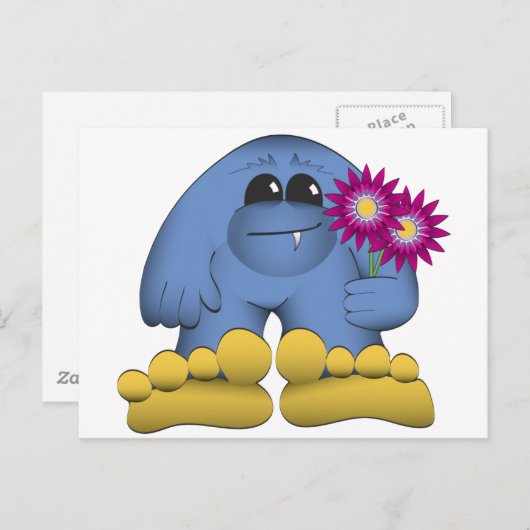 Bigfoot met bloemen briefkaart (Voorkant / Achterkant)